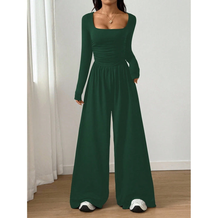 Women’s Solid Color Square Neck Wide Leg Jumpsuit