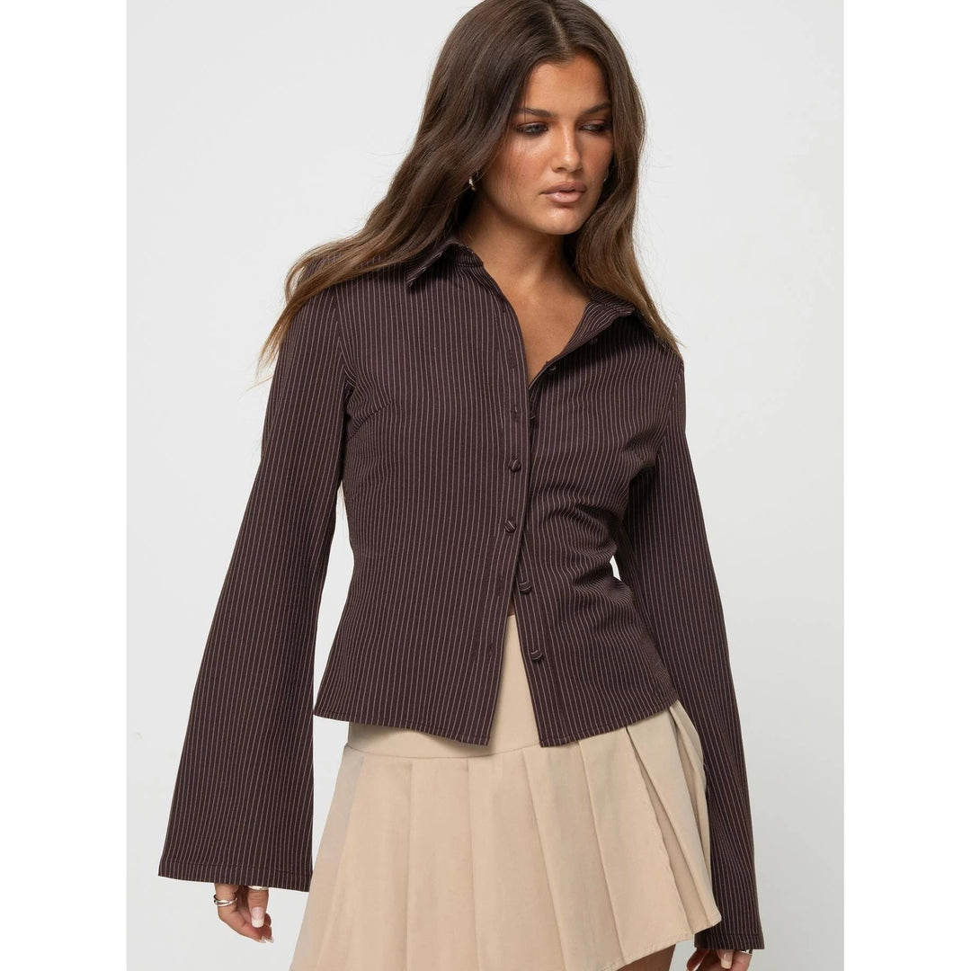 Women’s Striped Fitted Button-Up Shirt