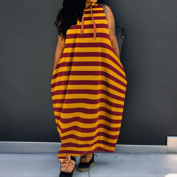 Women’s Hooded Sleeveless Maxi Dress – with Pocket
