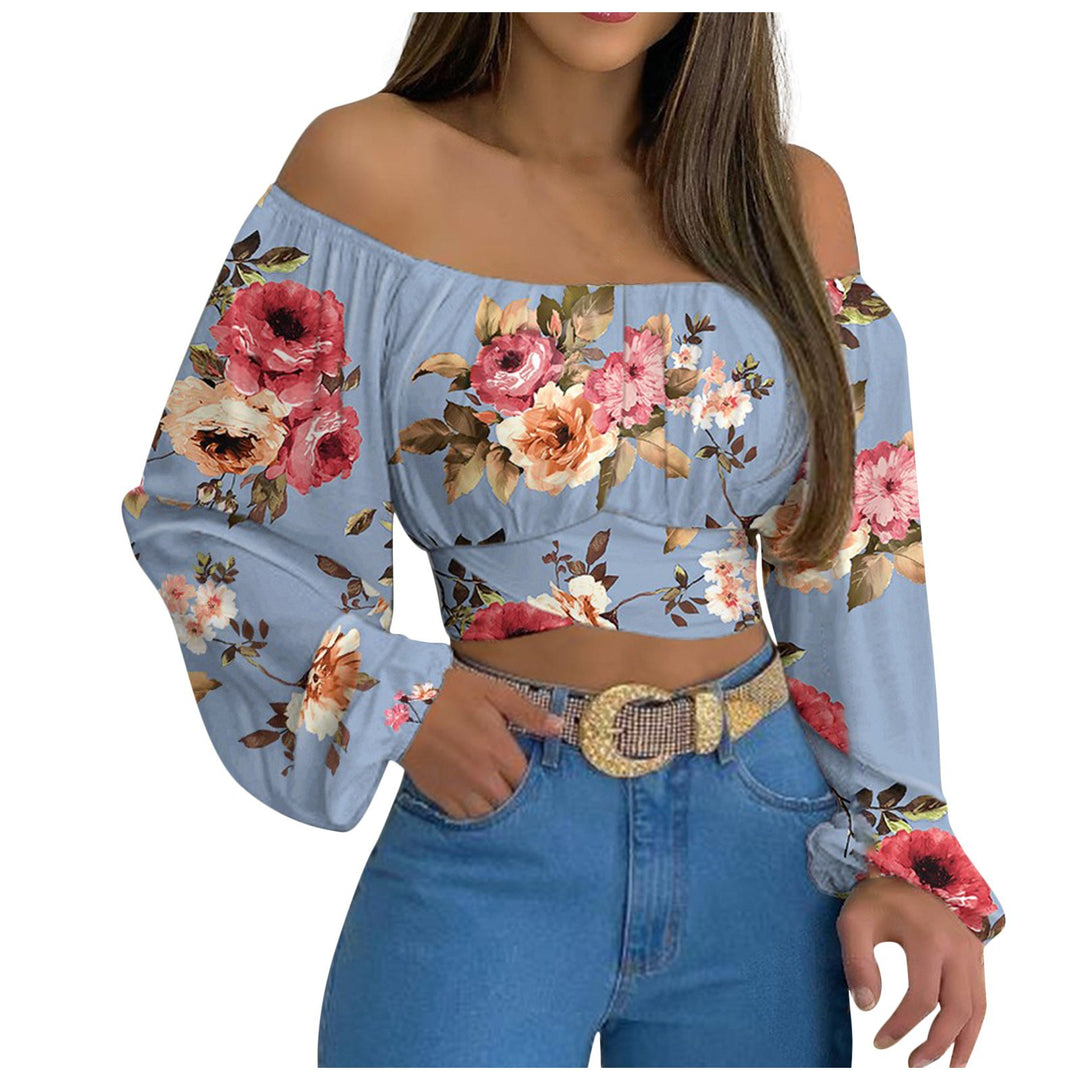 Women’s Long Sleeve Wrap Crop Top – Off-Shoulder V-Neck Cross Front Tie Top