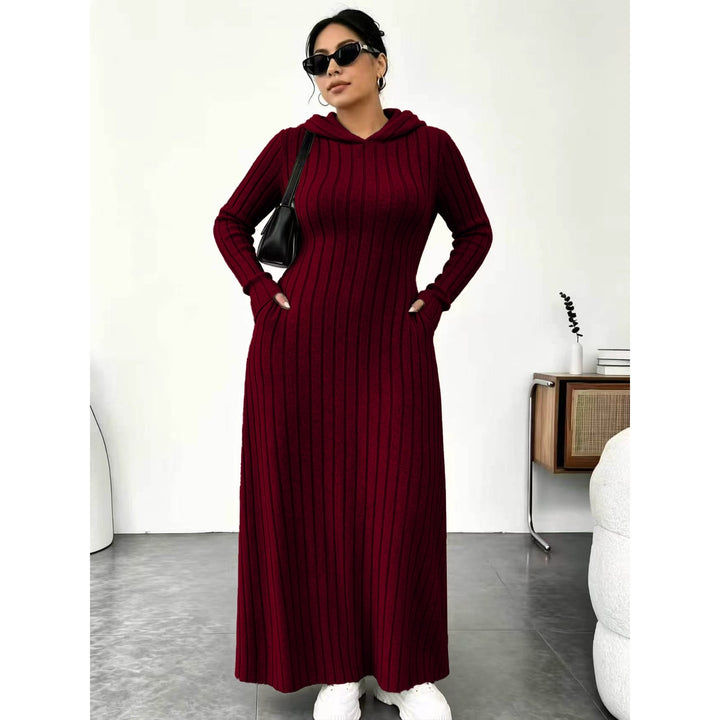 Women’s Hooded Ribbed Maxi Dress