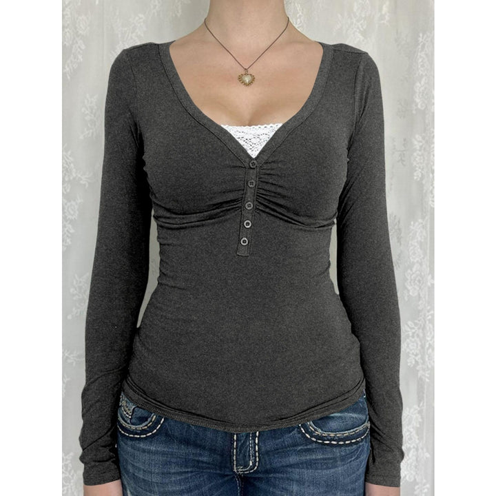 Women’s Y2K Button Front Long Sleeve Top