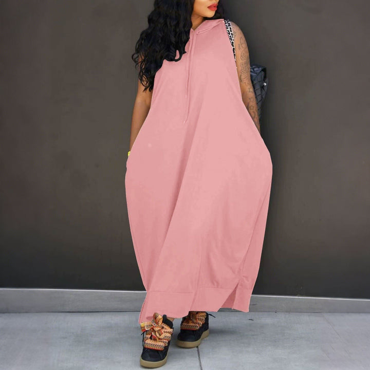 Women’s Hooded Sleeveless Maxi Dress – with Pocket