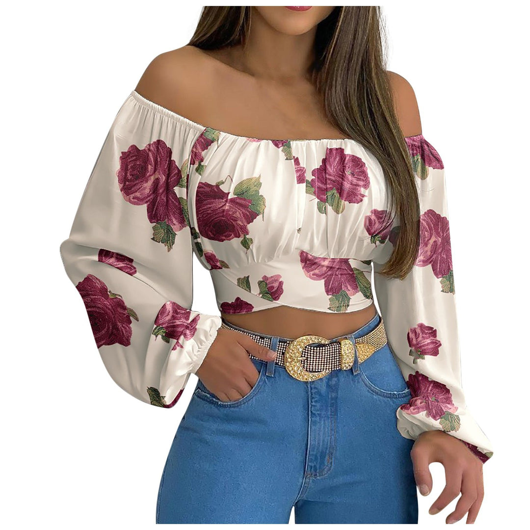 Women’s Long Sleeve Wrap Crop Top – Off-Shoulder V-Neck Cross Front Tie Top