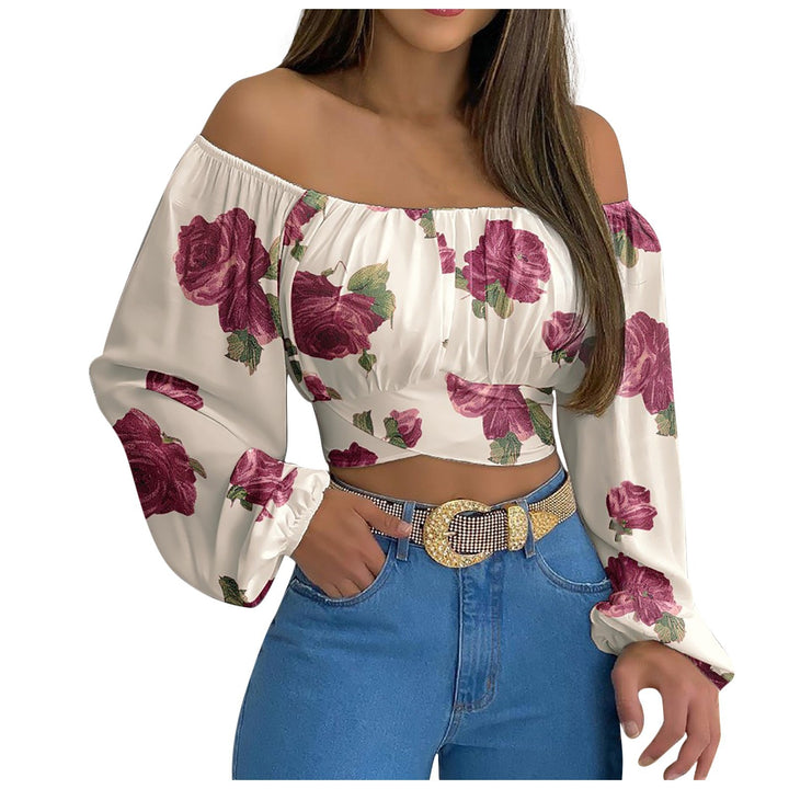 Women’s Long Sleeve Wrap Crop Top – Off-Shoulder V-Neck Cross Front Tie Top