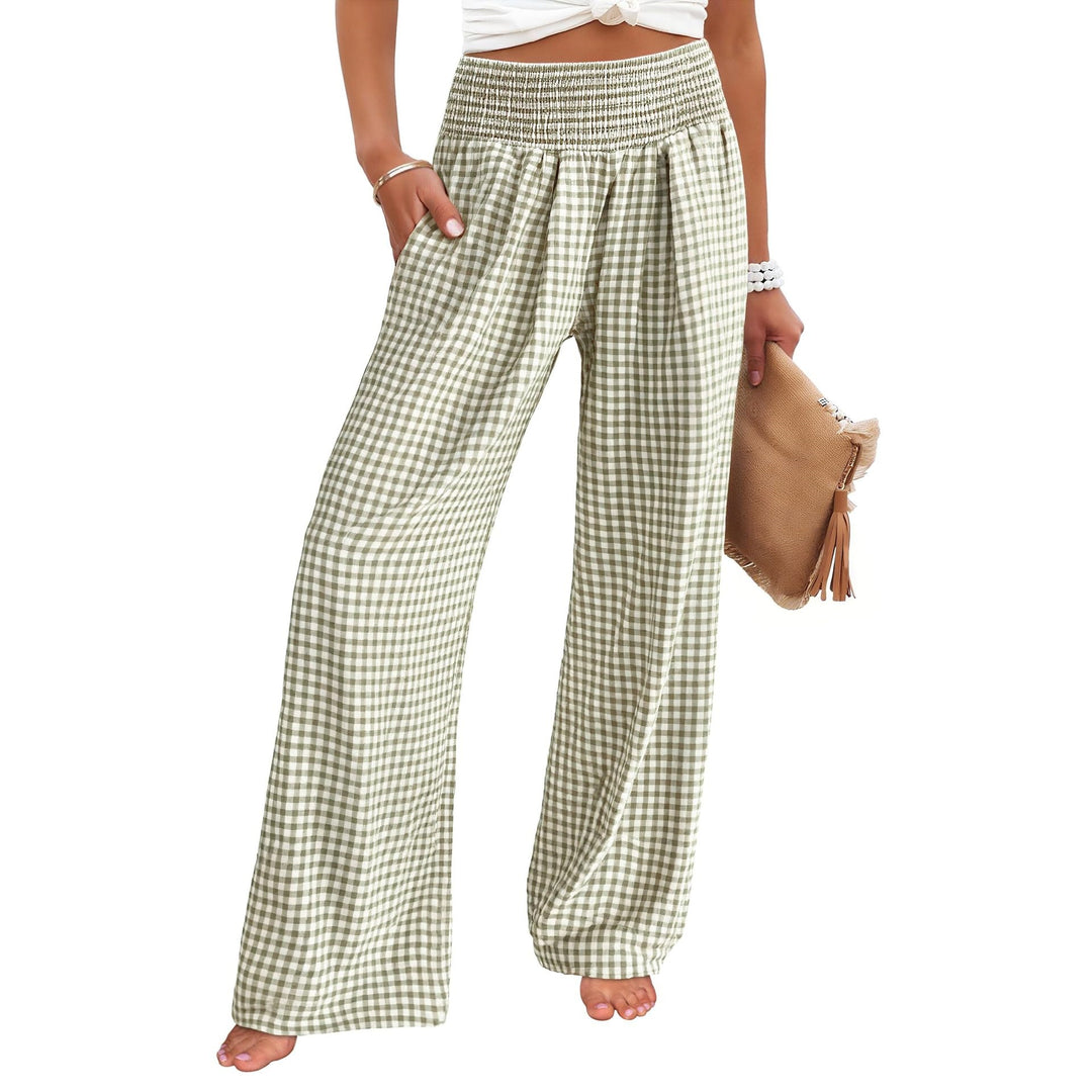 Women’s High Waisted Gingham Wide Leg Pants
