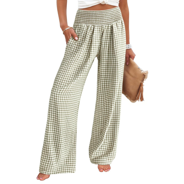 Women’s High Waisted Gingham Wide Leg Pants