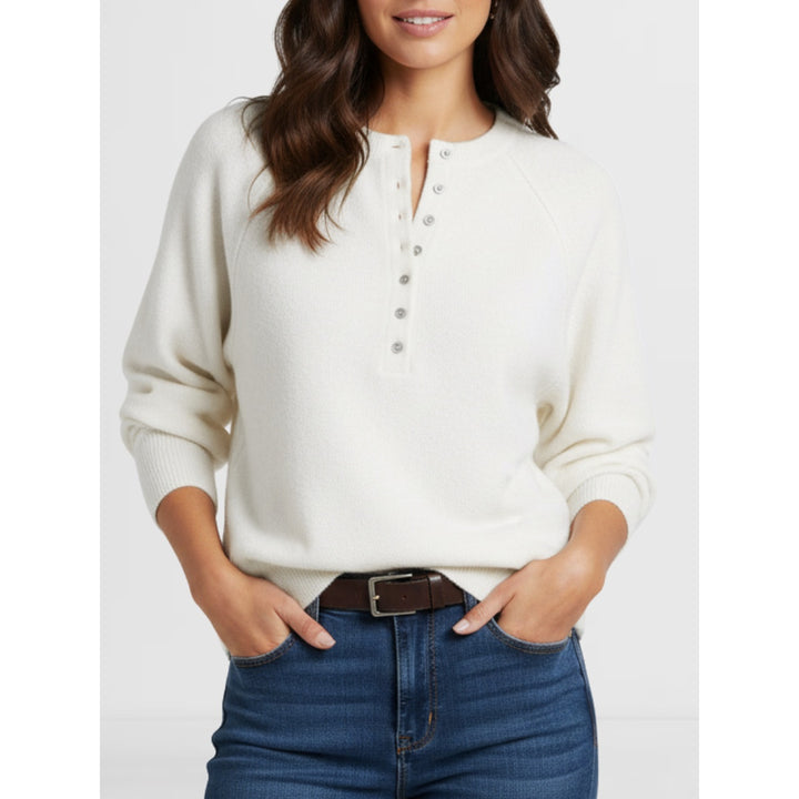 Women’s Casual Henley Knit Sweater Top