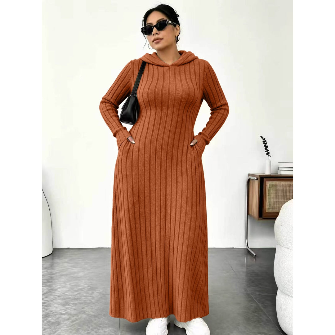 Women’s Hooded Ribbed Maxi Dress