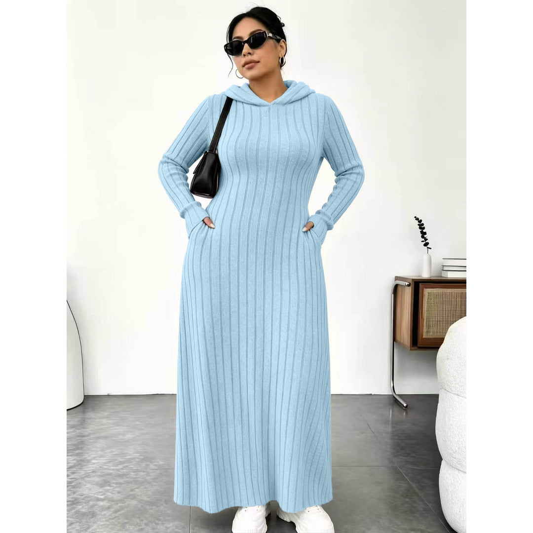 Women’s Hooded Ribbed Maxi Dress