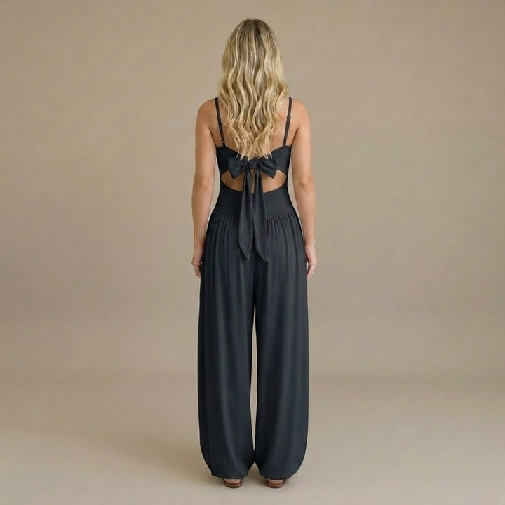 Women’s Cut Out Wide Leg Jumpsuit – Sleeveless Spaghetti Strap Casual Romper