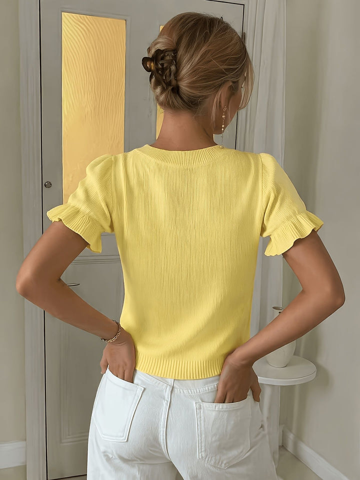 Women’s Ribbed Knit Short Sleeve Top&nbsp;